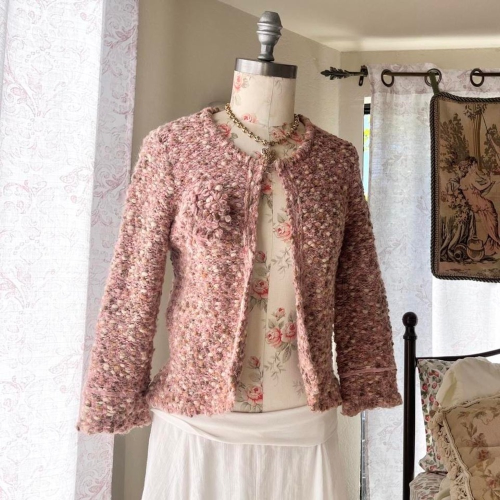 pink caslon cottagecore y2k cardigan sweater